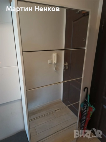 Бял Шкаф за Обувки с 5 отделения и Огледала, снимка 4 - Шкафове - 52926142