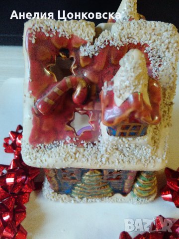 Цветна порцеланова къщичка-свещник, снимка 2 - Коледни подаръци - 27138429