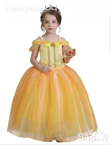Разкошна рокля на  Спящата красавица и Белл+подарък коронка , снимка 1 - Детски рокли и поли - 28468672
