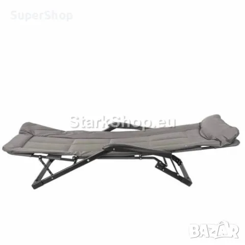 Сгъваем Шезлонг – Походно Легло Сив Цвят метална конструкция, снимка 3 - Къмпинг мебели - 50236855