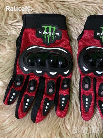 Чисто нови ръкавици за мотор Monster с протектори/Черно с червено/Размер L, снимка 3 - Аксесоари и консумативи - 43975519