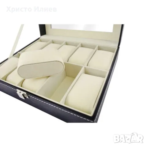 Луксозна черна кутия за часовници Органайзер за часовник с 10 отделения за 10бр, снимка 3 - Други - 49615757