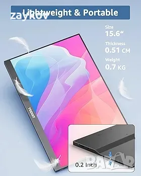 Преносим монитор Yodoit 15,6" 1920×1080 FHD екран на монитора IPS дисплей с USB тип C порт, снимка 2 - Монитори - 49392957