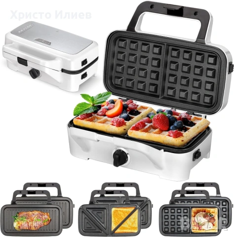 Уред за сандвичи 3 в 1 MPM MOP-33M 1200W Гофретник Сандвич мейкър