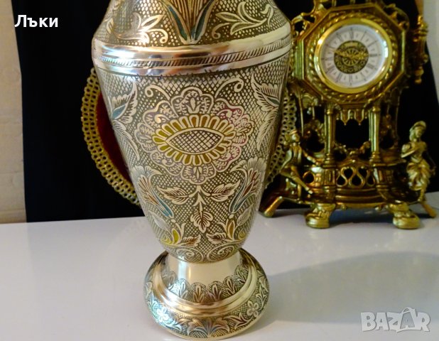 Бронзова ваза 36 см.,клетъчен емайл. , снимка 5 - Вази - 37654544