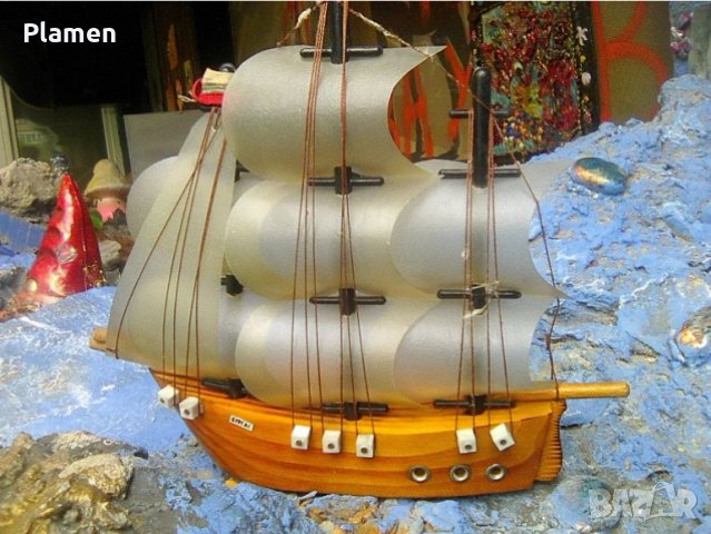 Стар български сувенир платноходен кораб - Бургас