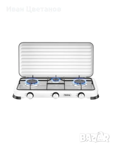Троен газов котлон газов с капак Rosberg, 30mbar 2x2.2kWh+1x1kWh, снимка 2 - Котлони - 49703080