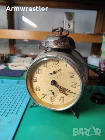 Немски Механичен Часовник Будилник Хамбург Американ , снимка 10 - Антикварни и старинни предмети - 37113103
