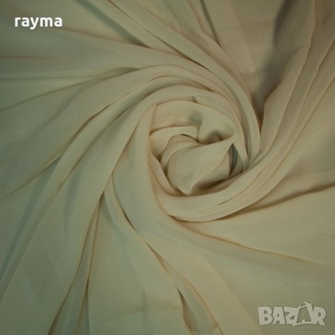 Плат италианска светло бежова коприна – жоржет шифон, снимка 2 - Рокли - 34922962