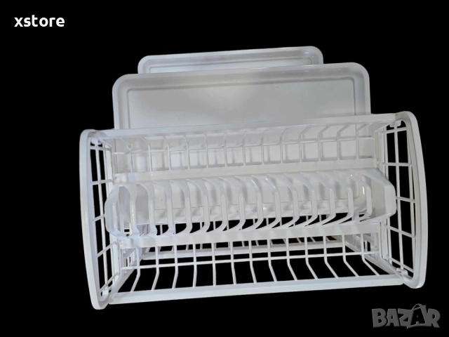 Сушилник за чинии от дебела пластмаса с две тавички 44/30см, снимка 2 - Чинии - 52712430