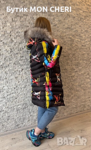 Дамско зимно яке Louis Vuitton , дълго , с ЕСТЕСТВЕН Пух и пълнеж от силиконова вата