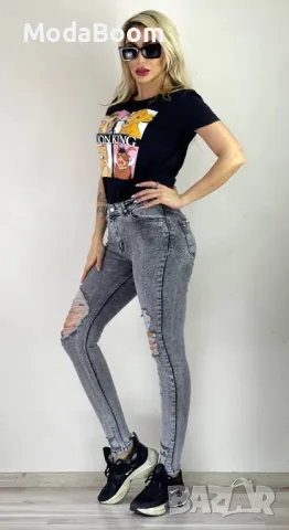 Дамски сиви дънки , снимка 2 - Спортни екипи - 48736268