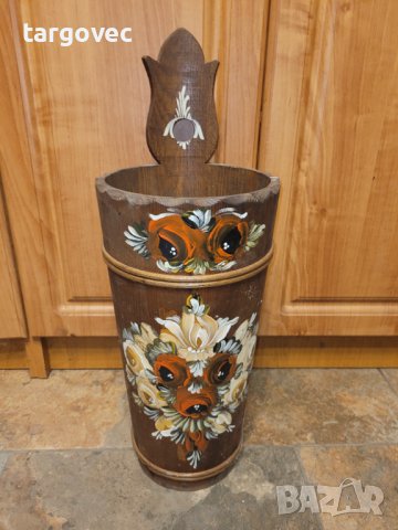 Немски дървен съд рисуван за чадъри, снимка 6 - Антикварни и старинни предмети - 43335778