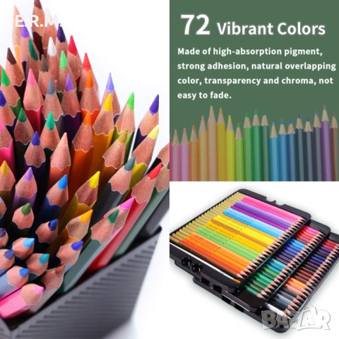 Комплект акварелни моливи 72 професионални цветни молива за рисуване, снимка 8 - Ученически пособия, канцеларски материали - 40686785
