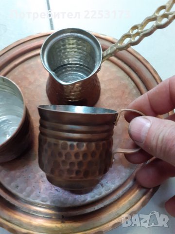 Стар кован сервиз мед върху меден поднос за2 кафета, снимка 3 - Декорация за дома - 33595853
