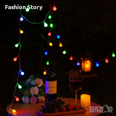 Соларно коледно LED осветление, 60 броя, 6 метра