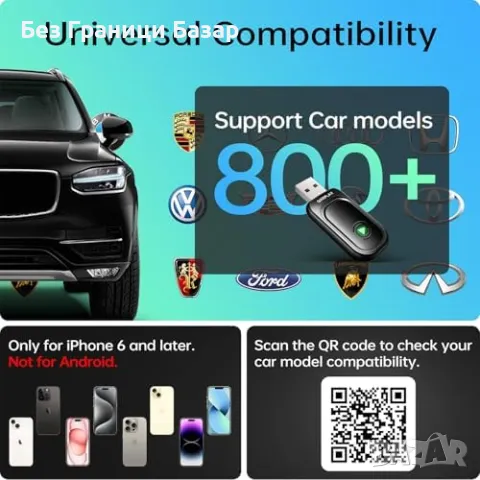 Нов Безжичен CarPlay адаптер - Plug & Play за автомобили 2017+ коли, снимка 7 - Друга електроника - 48758841