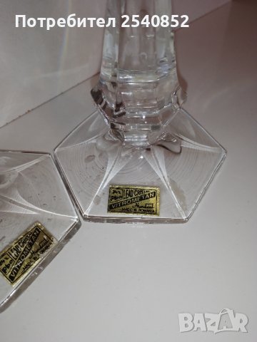 двойка кристални и месингови свещници , снимка 6 - Декорация за дома - 43141580