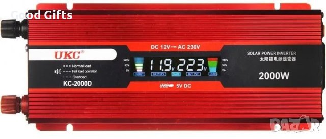 ИНВЕРТОР UKC 2000W с дисплей -12V или 24v /220V, снимка 6 - Друга електроника - 42989874
