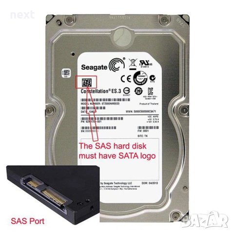 Aдаптер SAS към SATA конвертор SFF-8482 22Pin SAS Към 7+15Pin SATA, снимка 3 - Други - 43425347