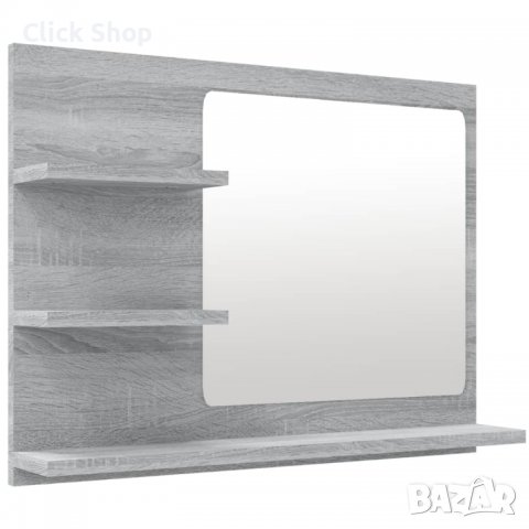 Огледало за баня, сив сонома, 60x10,5x45 см, инженерно дърво
