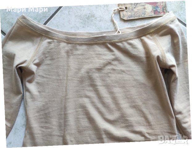 Pause Jeans блуза лодка деколте, бежов цвят, снимка 2 - Блузи с дълъг ръкав и пуловери - 26363908