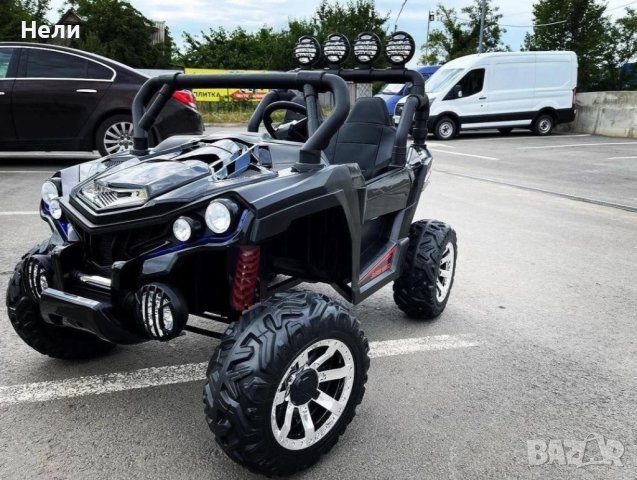 Акумулаторен Двуместен джип UTV 4X4 12V батерия,MP3 плейър, с меки гуми с двойна Кожена седалка, снимка 3 - Детски велосипеди, триколки и коли - 43684037