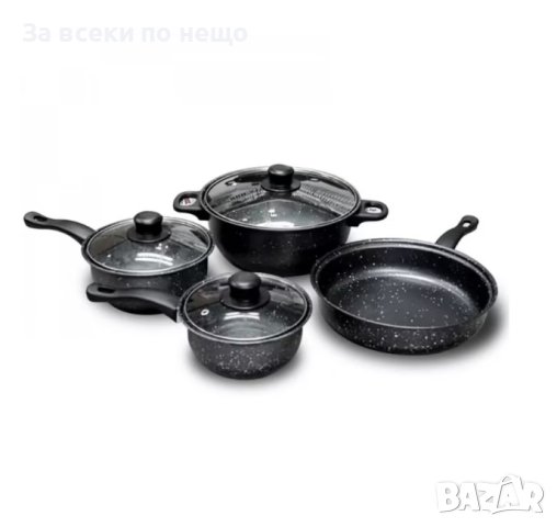 Комплект тенджери от 7 части с незалепващо мраморно покритие, снимка 6 - Съдове за готвене - 43074222