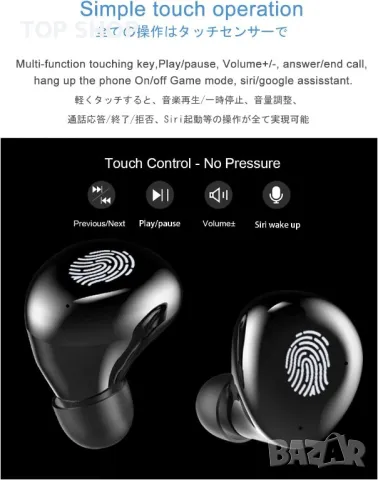 Нови Безжични слушалки Bluetooth с Микрофон за iPhone Android iOS Earbuds, снимка 6 - Bluetooth слушалки - 49450853