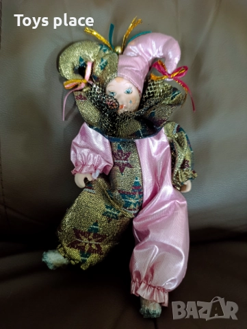 HTF Vintage Jester Joker Doll Mardi Gras Порцеланов клоун, снимка 2 - Колекции - 52347708