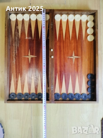 Шах и табла 2 в 1, дървени, 48×48 см, пълен комплект, снимка 2 - Шах и табла - 53507586