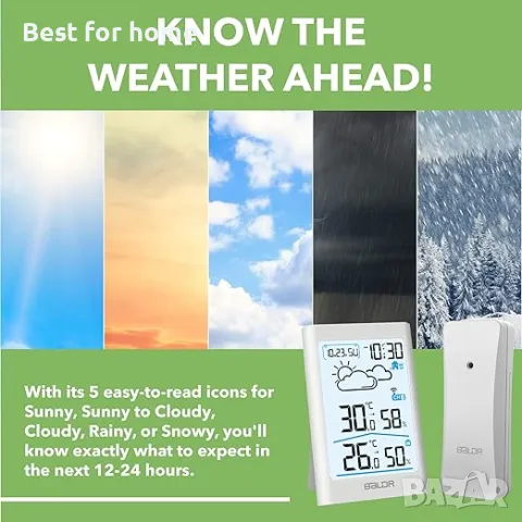 Безжична метеорологична станция с външен сензор, BALDR, снимка 6 - Друга електроника - 50176114