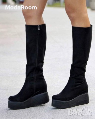 🔥Дамски ТОП велурени ботуши на платформа🔥, снимка 4 - Дамски ботуши - 43133544