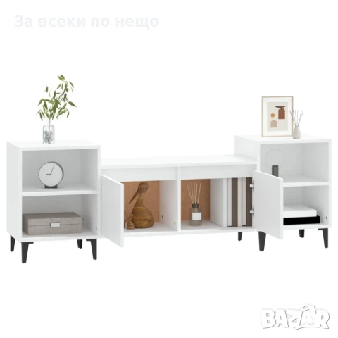 ТB Шкаф, Бял, 160x35x55 см, Инженерно Дърво Код P773, снимка 3 - Шкафове - 50692941