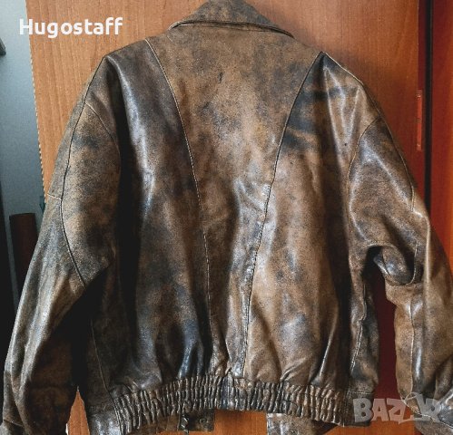 Винтидж марково оригинално cafe racer Моторджиско дебела кожа бомбър пилотско Camel Л/Хл , снимка 8 - Якета - 43352442