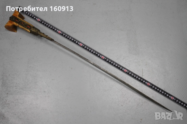 Стар османски балкански ятаган с бели дръжки сребърен обков и корали, снимка 2 - Антикварни и старинни предмети - 52048019