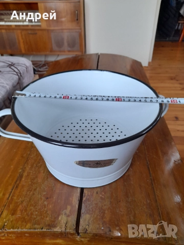 Стара емайлирана цедка,гевгир #18, снимка 5 - Други ценни предмети - 52123165