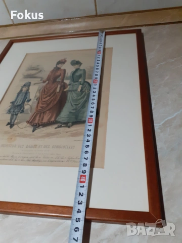 Стара цветна антикварна гравюра в рамка подписана - Париж, снимка 6 - Антикварни и старинни предмети - 53347041