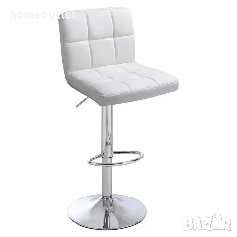 ПРОМОЦИЯ Бар стол с регулируема височина и дамаска от PU кожа в (к-кт от 2 бр) C-KBS002WH