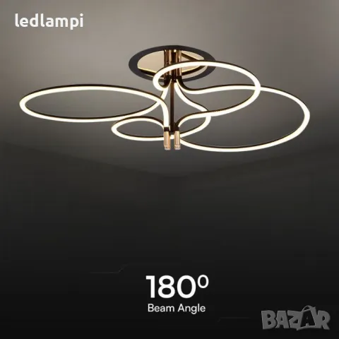 LED Плафониера 40W Дизайн Злато + Черно Тяло Топло Бяла Светлина, снимка 3 - Лампи за таван - 47306359