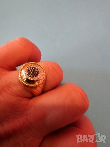уникален мъжки златен пръстен 14 к с ковани черни оникси и цирконии, снимка 9 - Пръстени - 43610485
