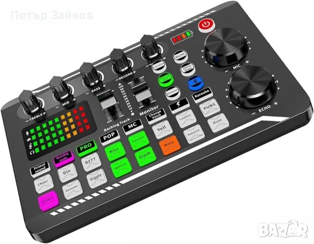 dj миксер F998 Звукова карта Микрофон Звуков миксер, снимка 3 - Микрофони - 43171308