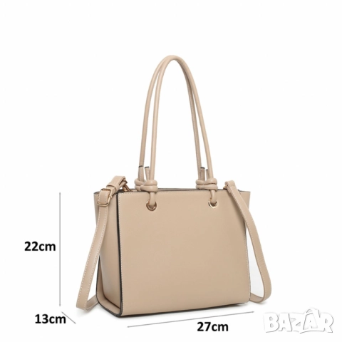 Елегантна дамска чанта с трицветен дизайн, снимка 7 - Чанти - 52098218