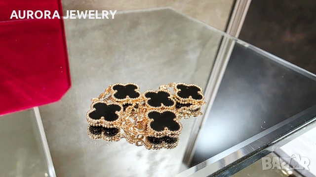 Van Cleef & Arpels VCA Rose Black Onyx Vintage Alhambra Дамска Гривна, снимка 6 - Гривни - 53243657