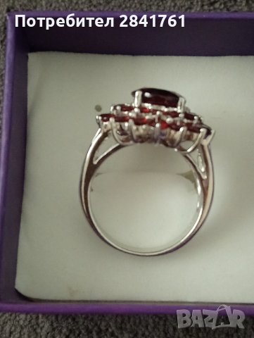 Сребърен пръстен с гранати, снимка 3 - Пръстени - 43354139
