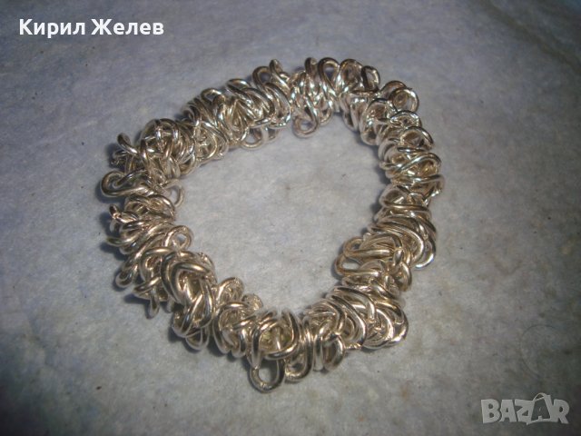 ПОСРЕБРЕНА МОДНА ХЕНД-МЕЙД АРТ ГРИВНА от НЕРЪЖДАЕМА СТОМАНА 21250, снимка 4 - Гривни - 37900898