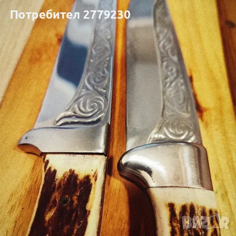 Ловни масивни ножове с дръжки от еленов рог, снимка 4 - Ножове - 49869257