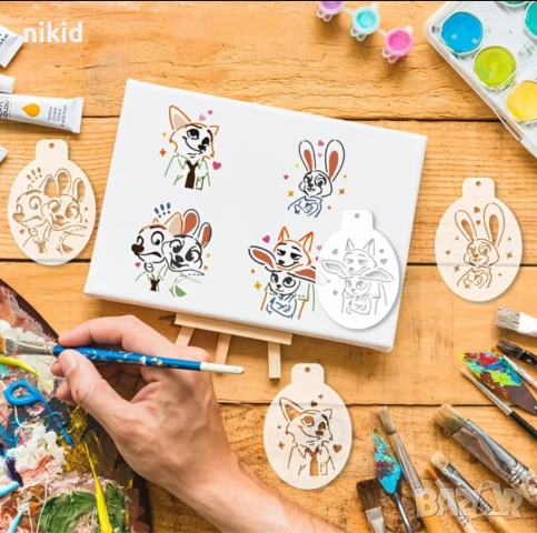 4 бр Зоотопия Зоотрополис Zootropolis стенсил шаблон спрей торта украса сладки Scrapbooking, снимка 3 - Други - 52932161