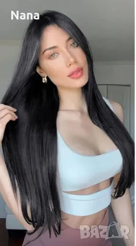 Черни треси екстеншън синтетичен косъм. Дължина 60см,грамаж 100гр. Цена за 1 брой треса 40лв., снимка 5 - Дамски - 48498680