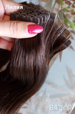 100% естествена коса на стикери! 100гр., 40бр., #1С, снимка 4 - Аксесоари за коса - 29031017